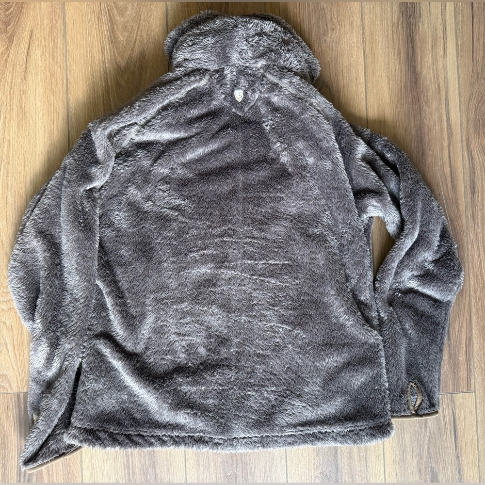 Kuhl Flight Jacket Women's Size XL Hooded Brown Sherpa Fleece Full-Zip - Picture 9 of 10